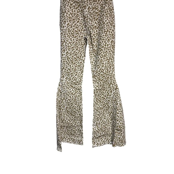 Leopard Print Flared Pants By Wisteria Lane - Womens M - Cotton Blend New - Picture 2 of 8